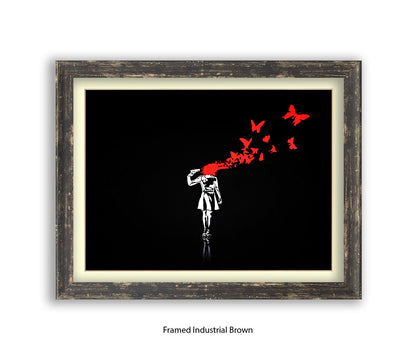 Pistol Head - Black - Banksy Art Print