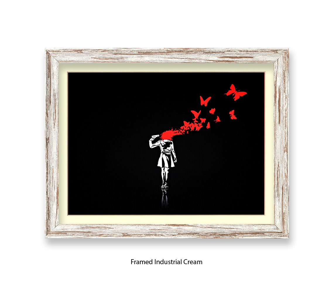 Pistol Head - Black - Banksy Art Print