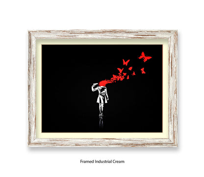 Pistol Head - Black - Banksy Art Print