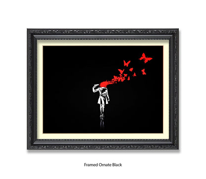 Pistol Head - Black - Banksy Art Print