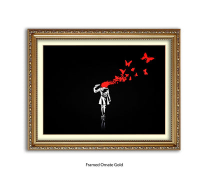 Pistol Head - Black - Banksy Art Print