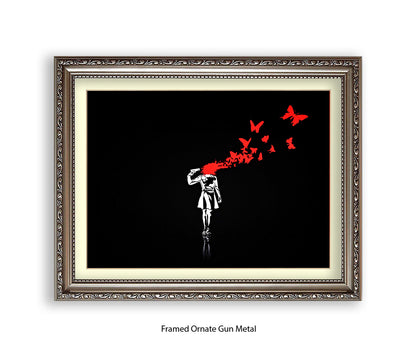 Pistol Head - Black - Banksy Art Print