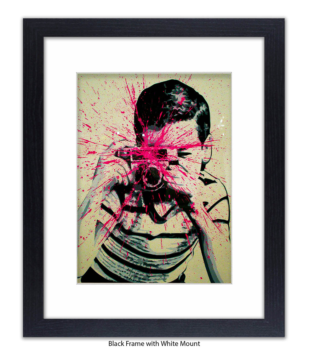 Camera Splash Boy Banksy Art Print
