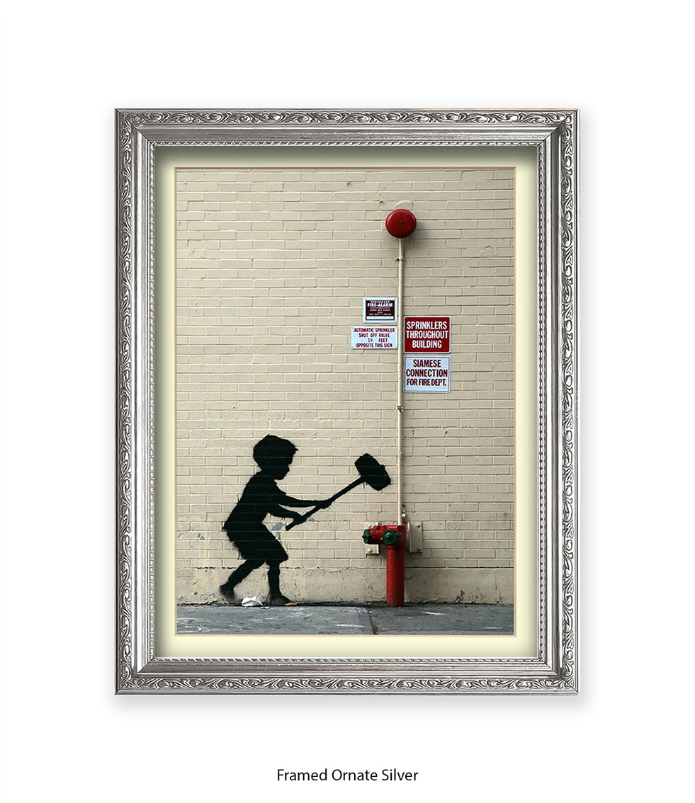 Hammer Boy Banksy Art Print