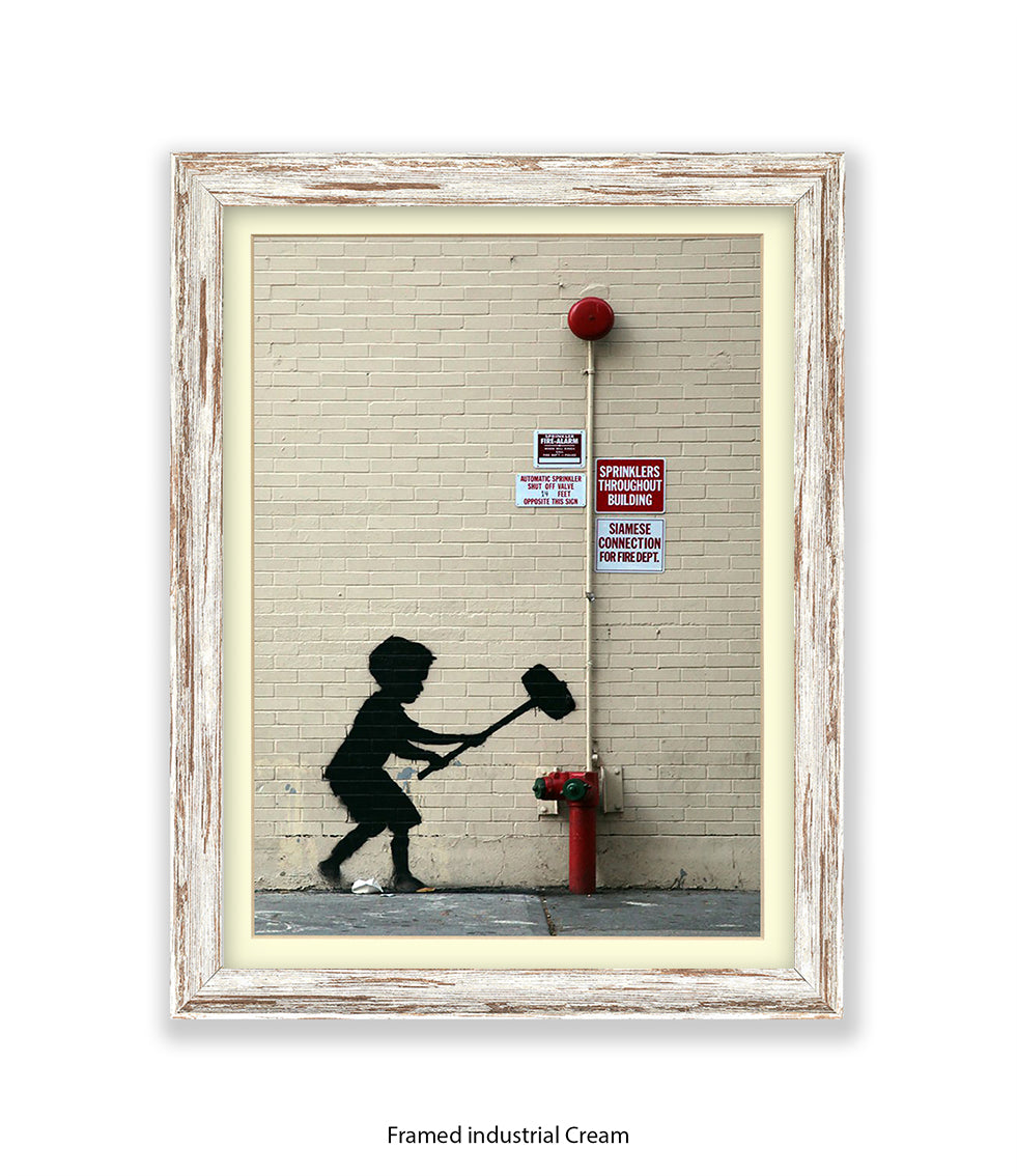 Hammer Boy Banksy Art Print