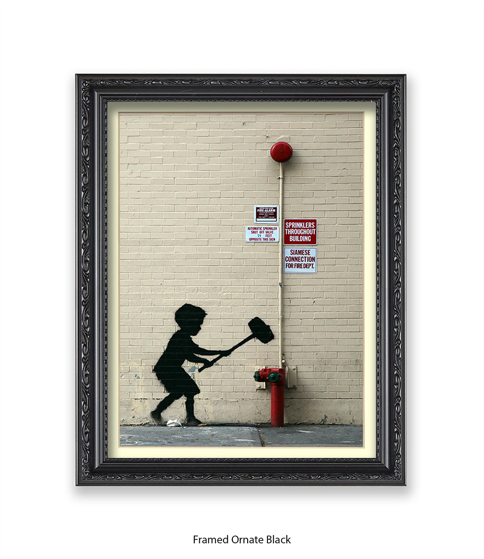 Hammer Boy Banksy Art Print