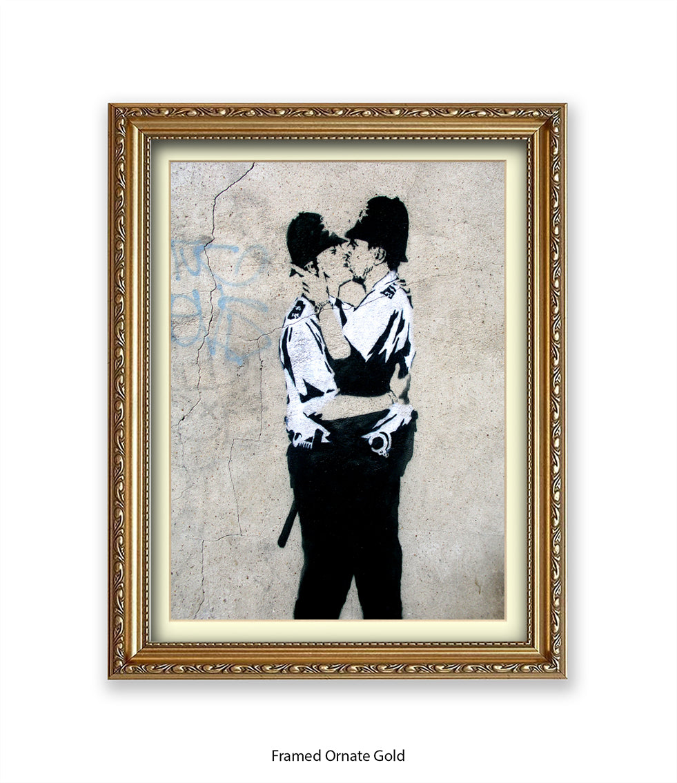 Kissing Coppers Banksy Art Print