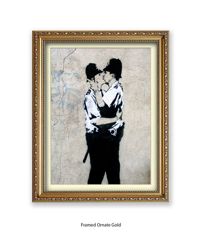 Kissing Coppers Banksy Art Print