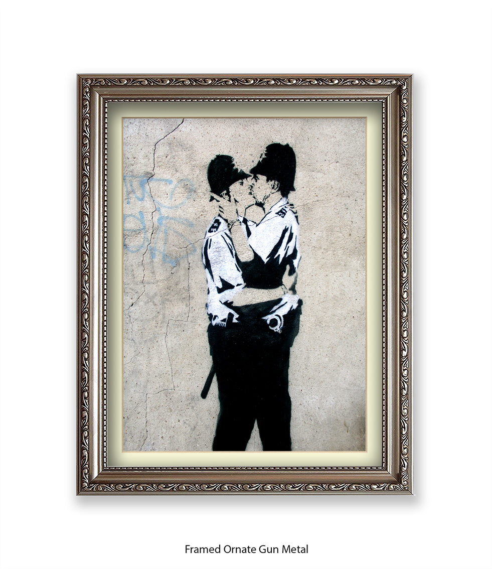Kissing Coppers Banksy Art Print