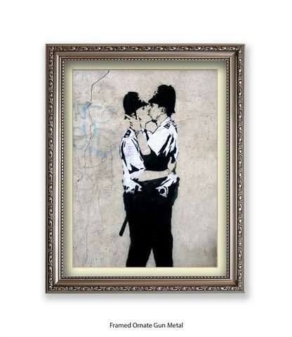 Kissing Coppers Banksy Art Print