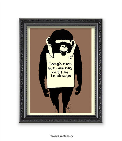 Monkey Laugh Now Banksy Art Print