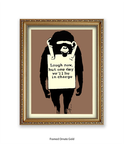 Monkey Laugh Now Banksy Art Print