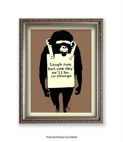 Monkey Laugh Now Banksy Art Print