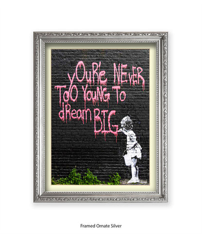 Never Too Young Black Banksy Art Print