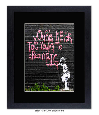 Never Too Young Black Banksy Art Print