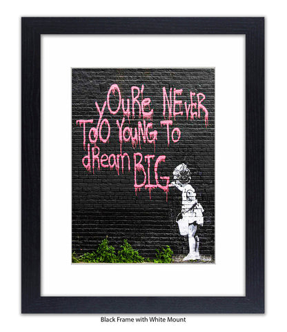 Never Too Young Black Banksy Art Print