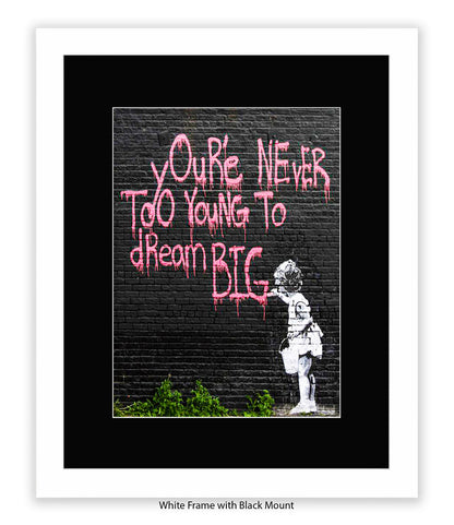 Never Too Young Black Banksy Art Print