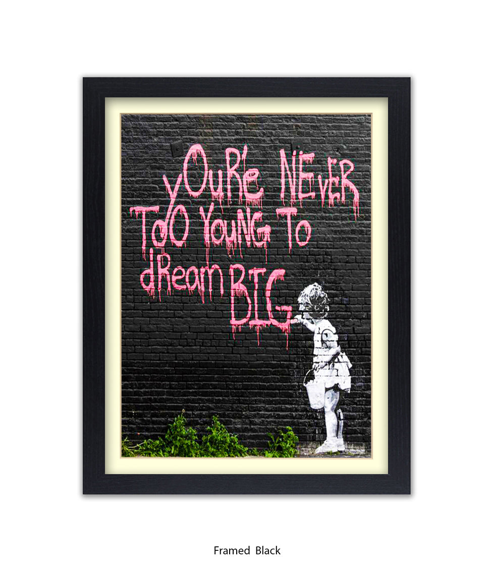 Never Too Young Black Banksy Art Print