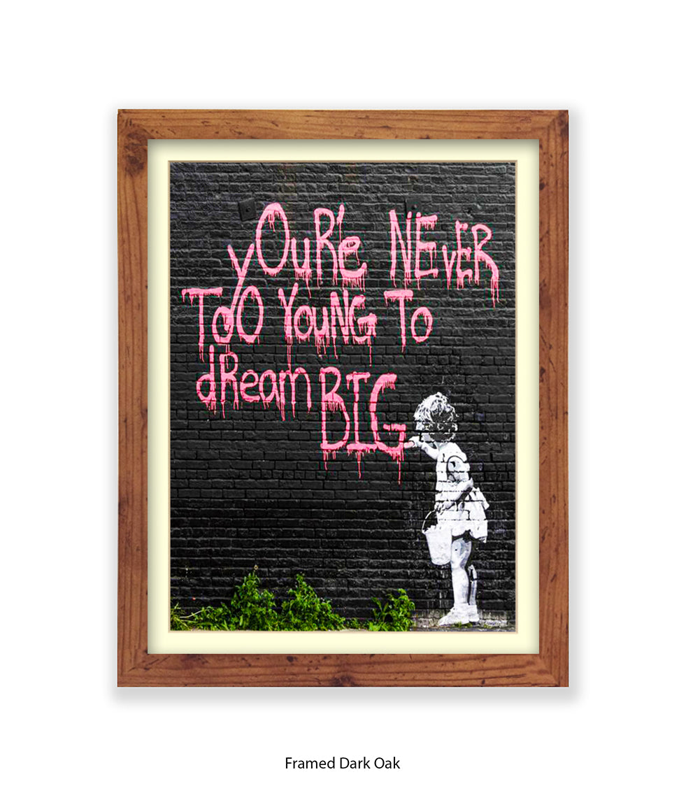 Never Too Young Black Banksy Art Print