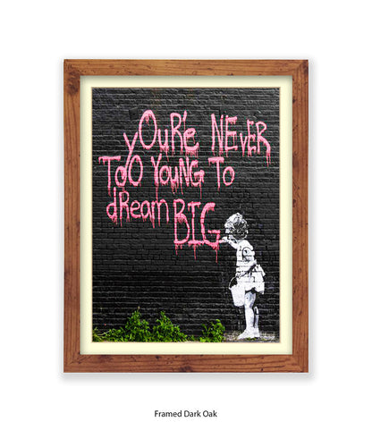 Never Too Young Black Banksy Art Print