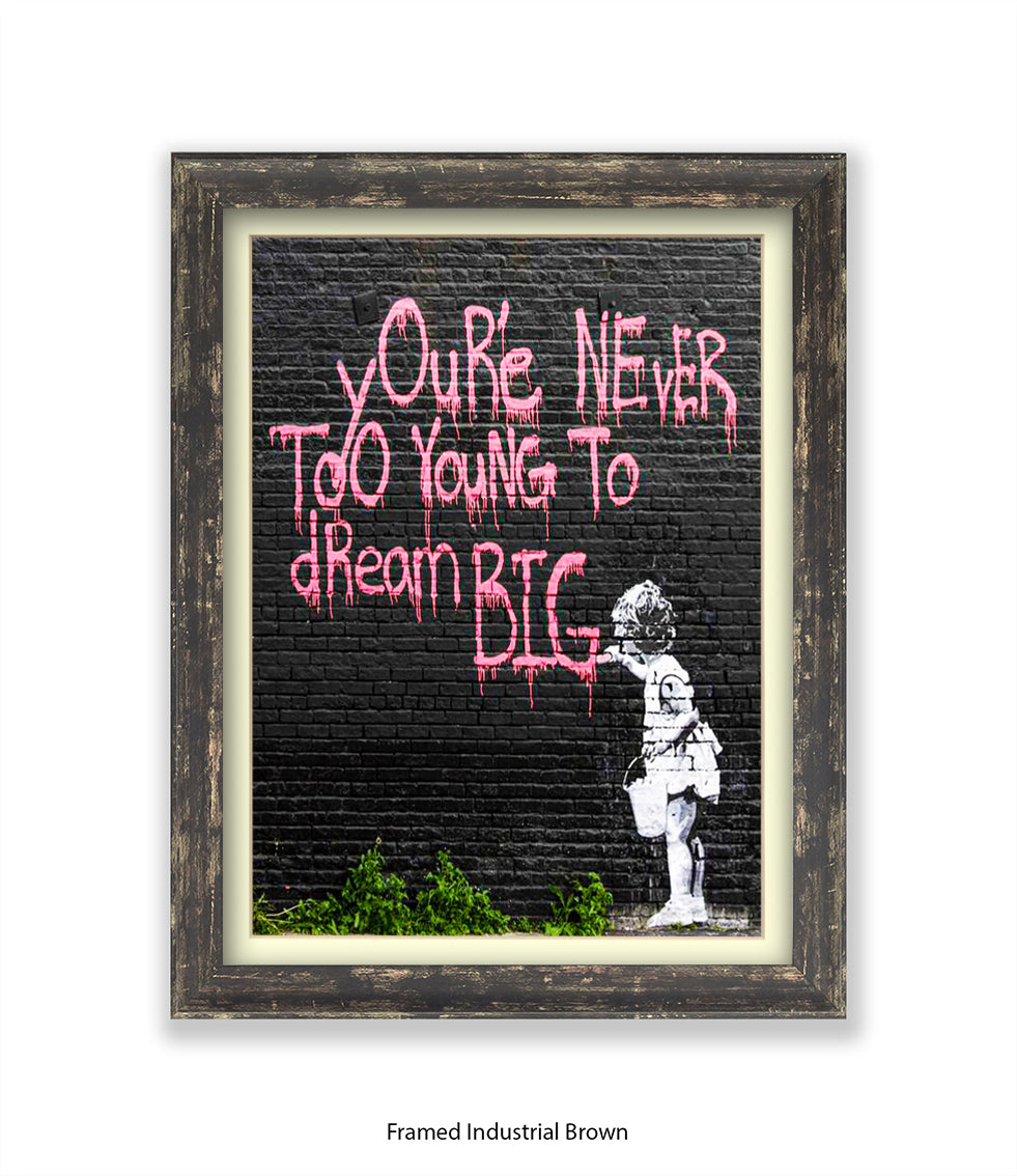 Never Too Young Black Banksy Art Print