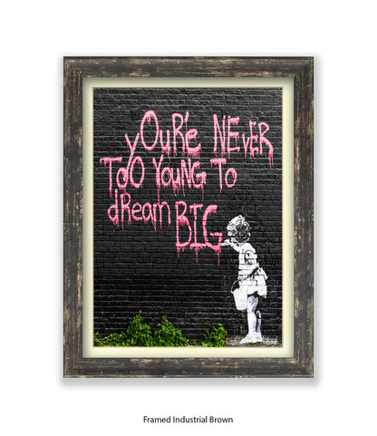 Never Too Young Black Banksy Art Print