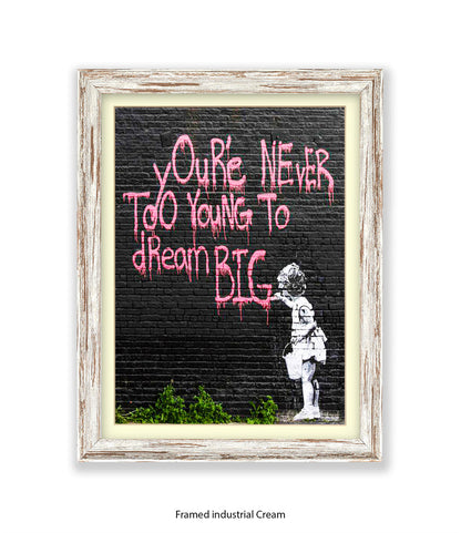 Never Too Young Black Banksy Art Print