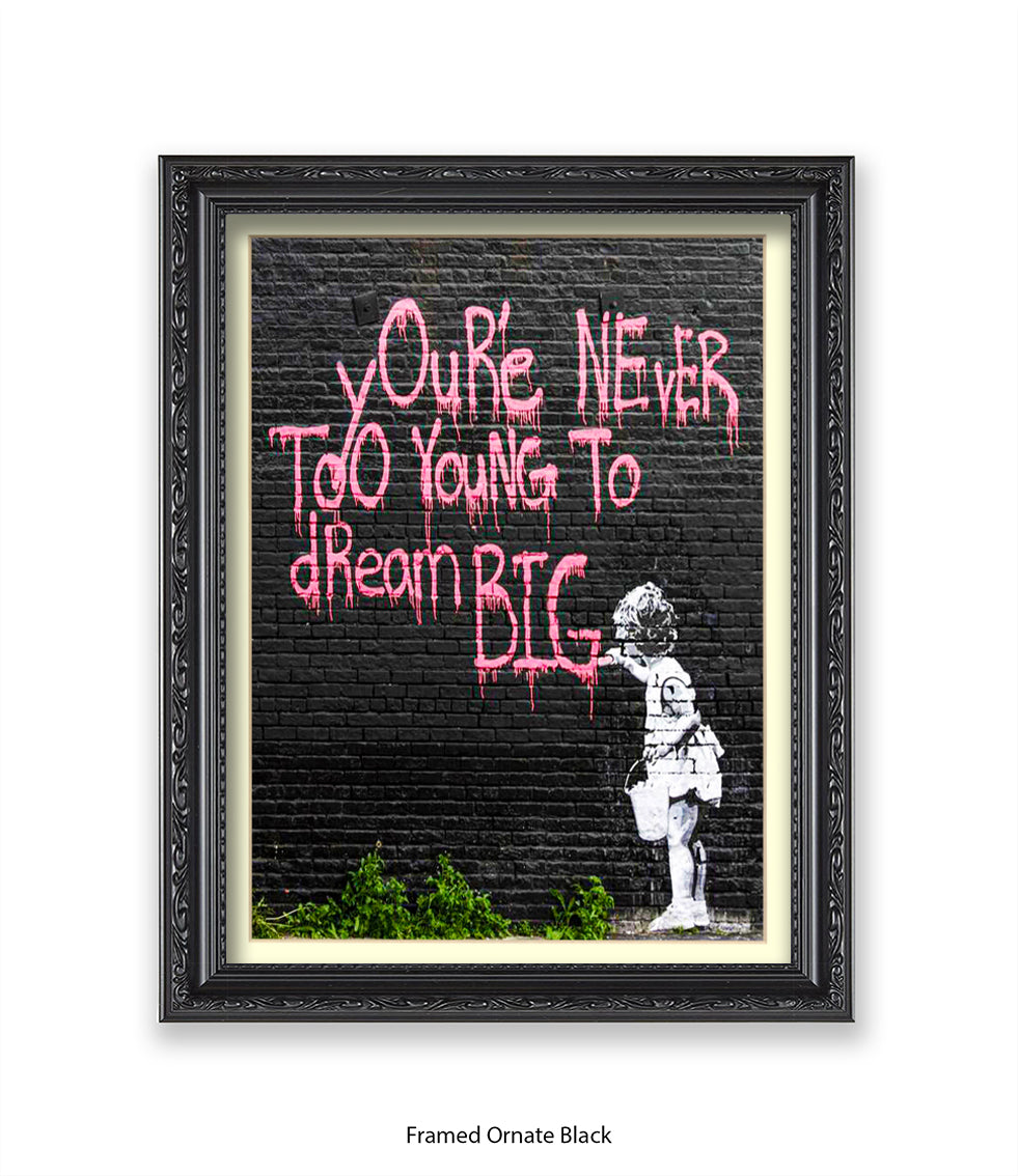 Never Too Young Black Banksy Art Print