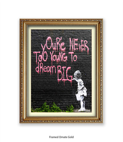Never Too Young Black Banksy Art Print