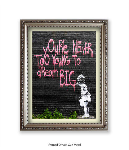 Never Too Young Black Banksy Art Print
