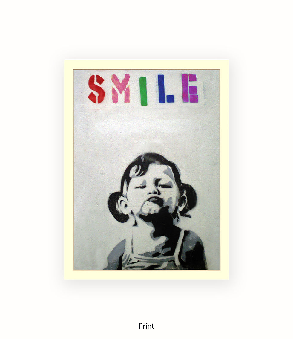Smile Girl Banksy Art Print