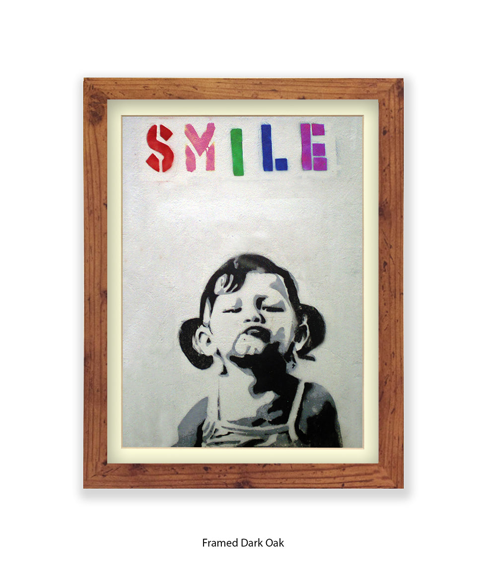 Smile Girl Banksy Art Print