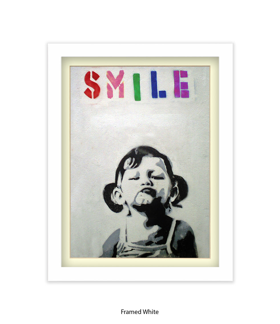 Smile Girl Banksy Art Print