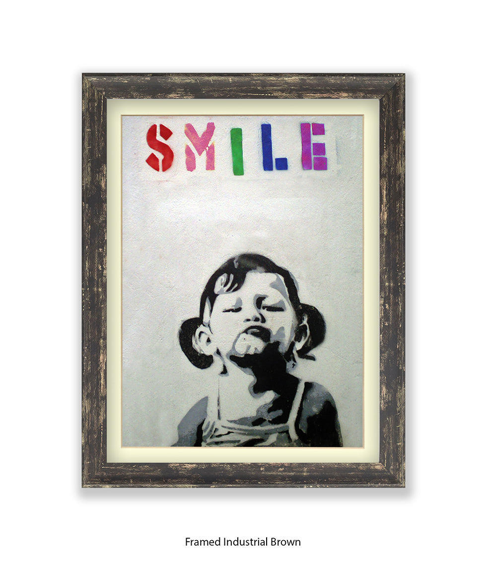 Smile Girl Banksy Art Print