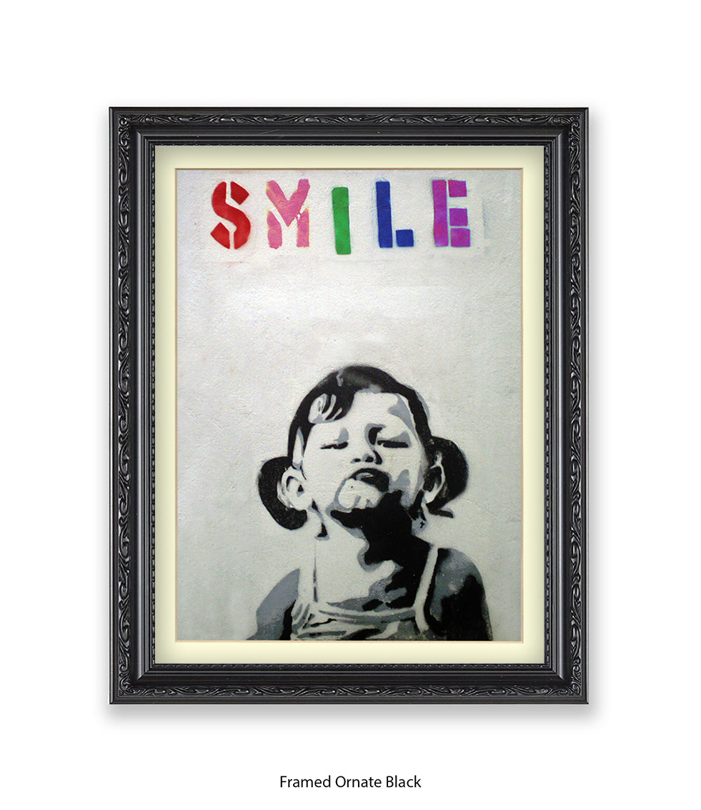 Smile Girl Banksy Art Print