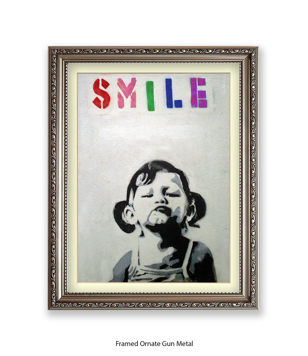 Smile Girl Banksy Art Print