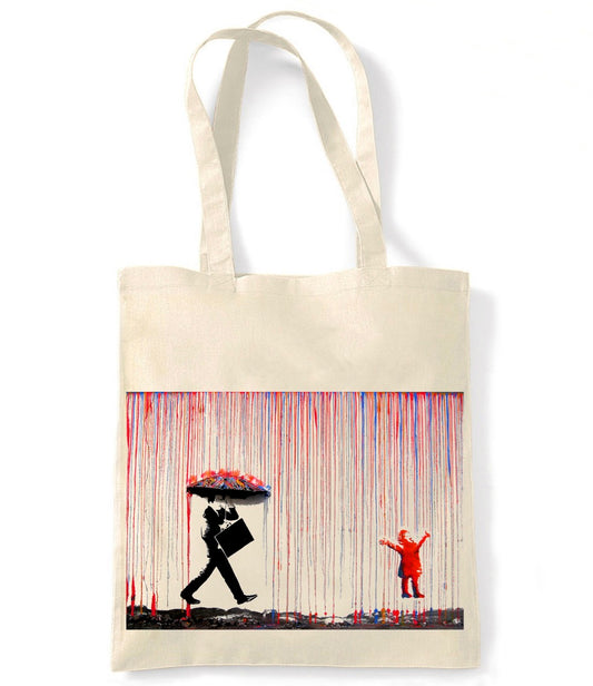 Banksy - Rainbow Rain - Shopping Tote Bag