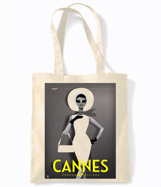 Cannes Girl - France  - Retro Shopping Tote Bag