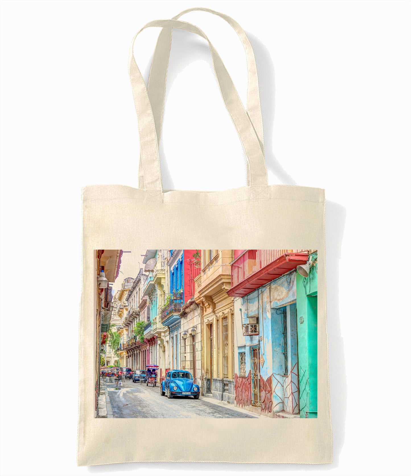 Havana - Cuba - Vw - Blue Car - Retro Shopping Tote Bag