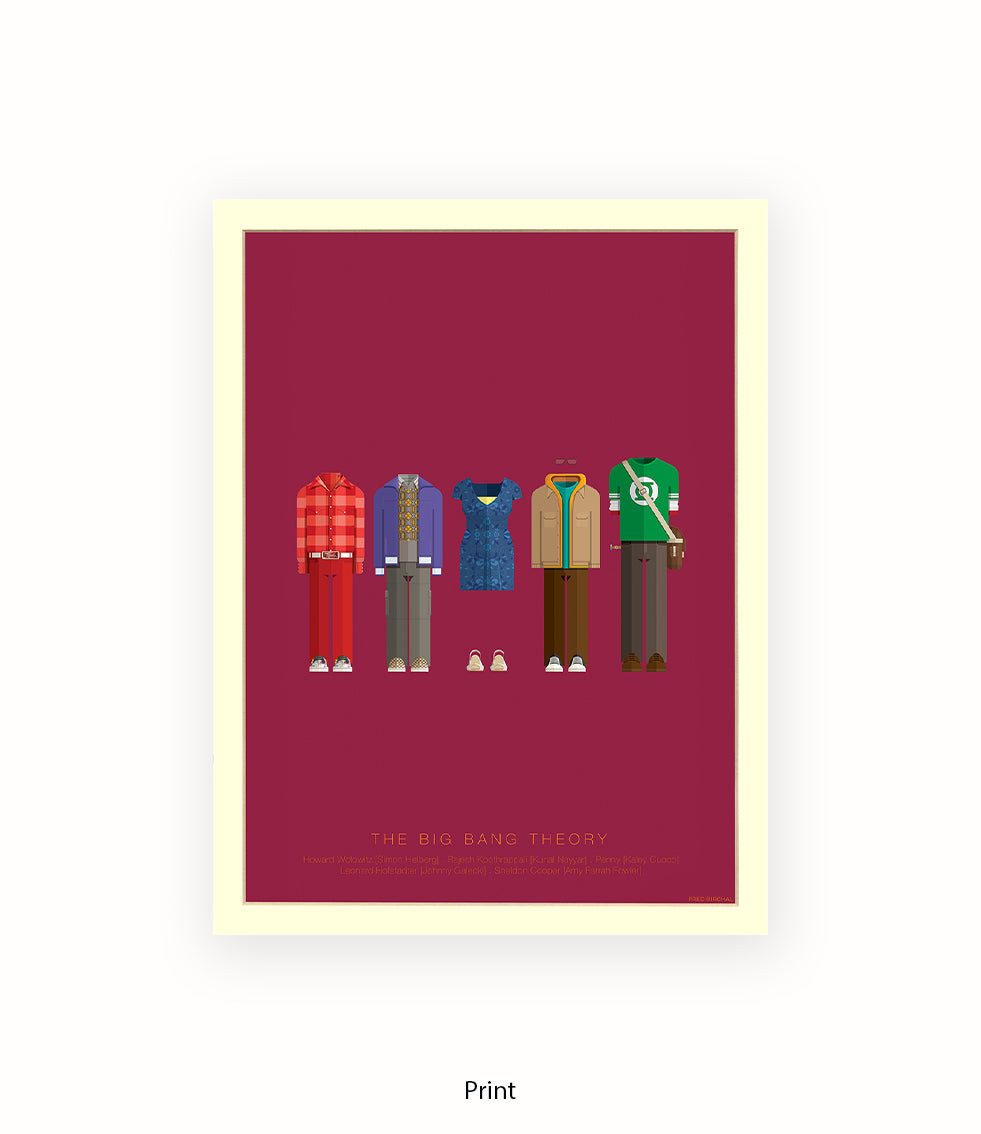 Big Bang Theory 5 Characters Fred Birchal Art Print
