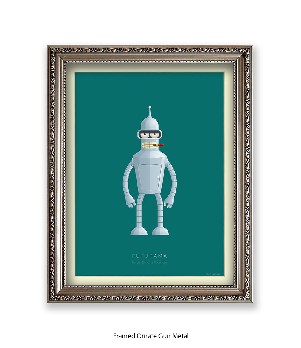 Futurama Bender Bending Rodr’guez Fred Birchal Art Print