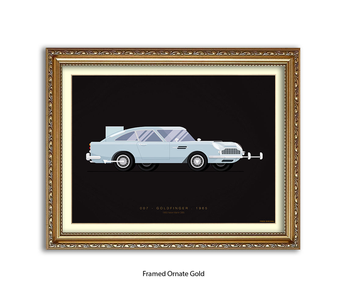 Goldfinger - Aston Martin Car - Fred Birchal Art Print