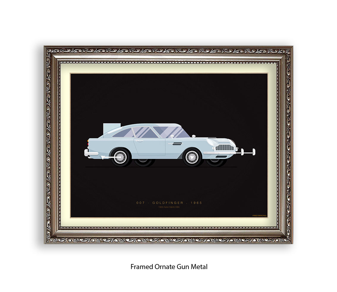 Goldfinger - Aston Martin Car - Fred Birchal Art Print