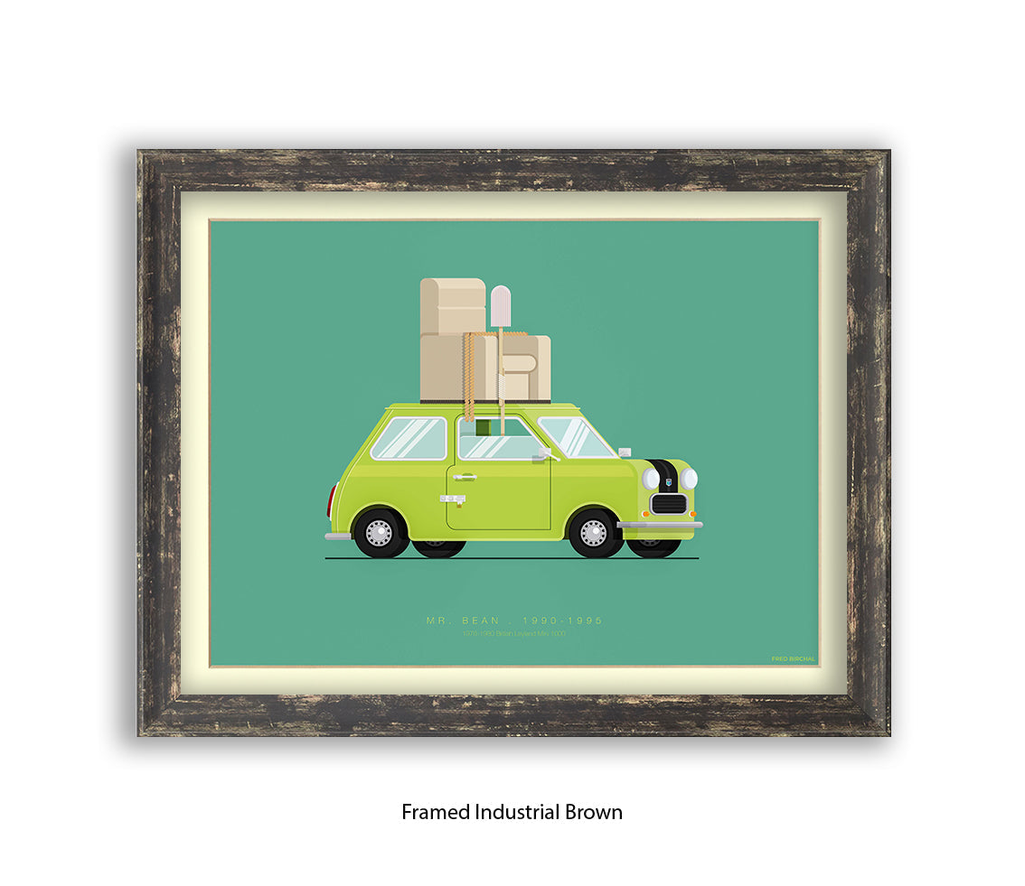 Mr. Bean - British Leyland Mini - Car - Fred Birchal Art Print
