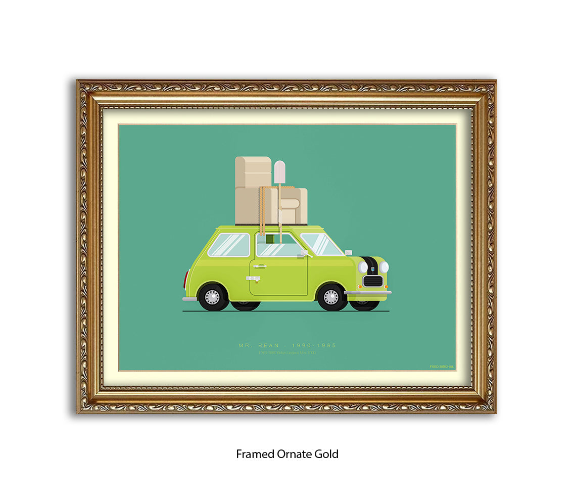 Mr. Bean - British Leyland Mini - Car - Fred Birchal Art Print