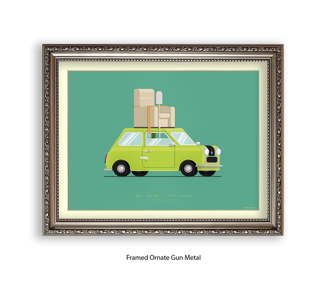 Mr. Bean - British Leyland Mini - Car - Fred Birchal Art Print