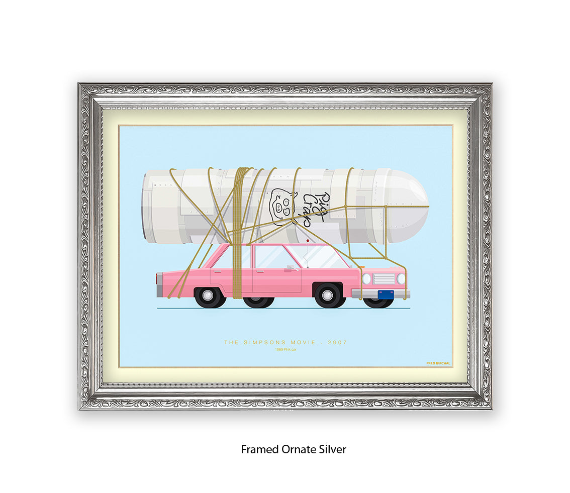 Simpsons Movie - 1989 Pink Car - Fred Birchal Art Print