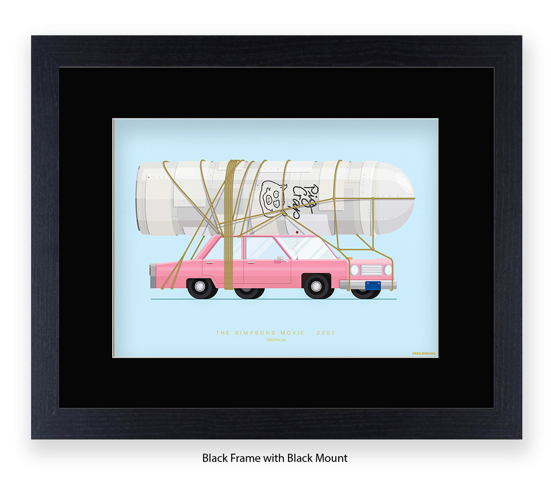 Simpsons Movie - 1989 Pink Car - Fred Birchal Art Print