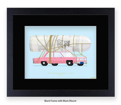 Simpsons Movie - 1989 Pink Car - Fred Birchal Art Print