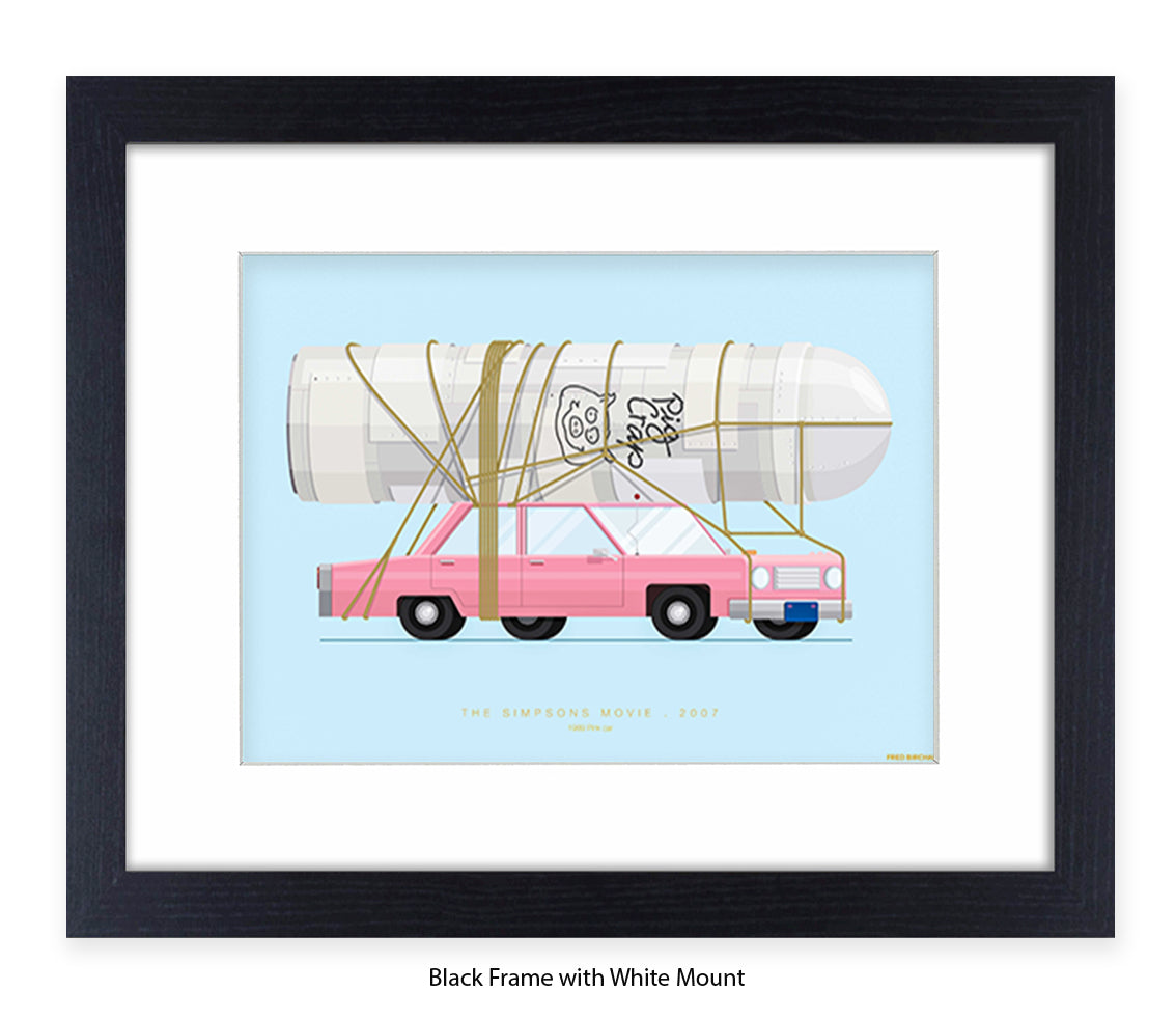 Simpsons Movie - 1989 Pink Car - Fred Birchal Art Print